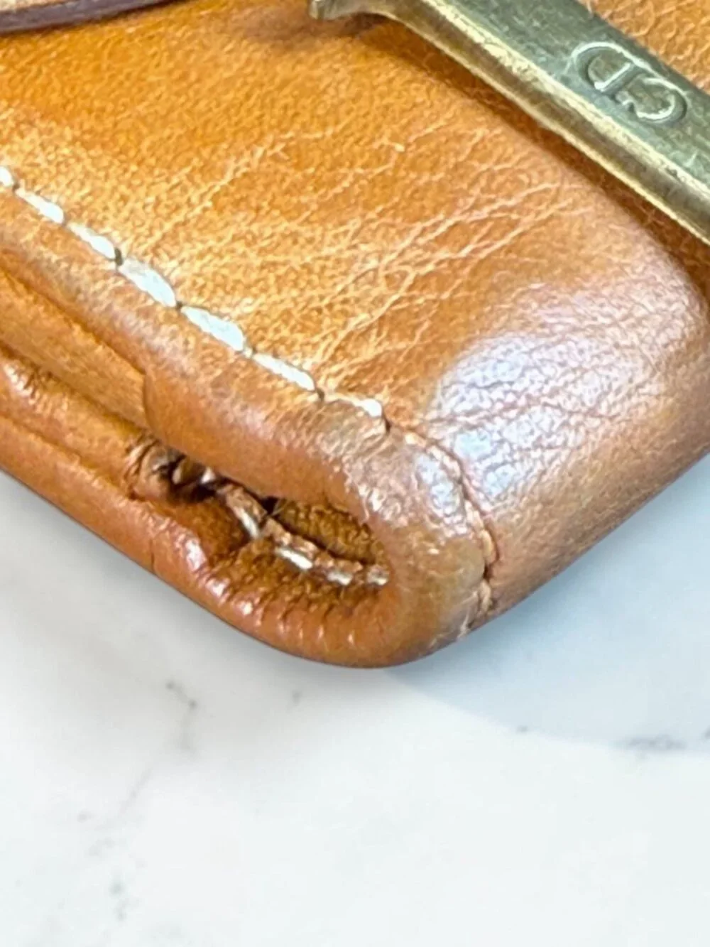 Christian Dior Vintage Saddle Continental Wallet w/ Signature D Logo Charm & COA